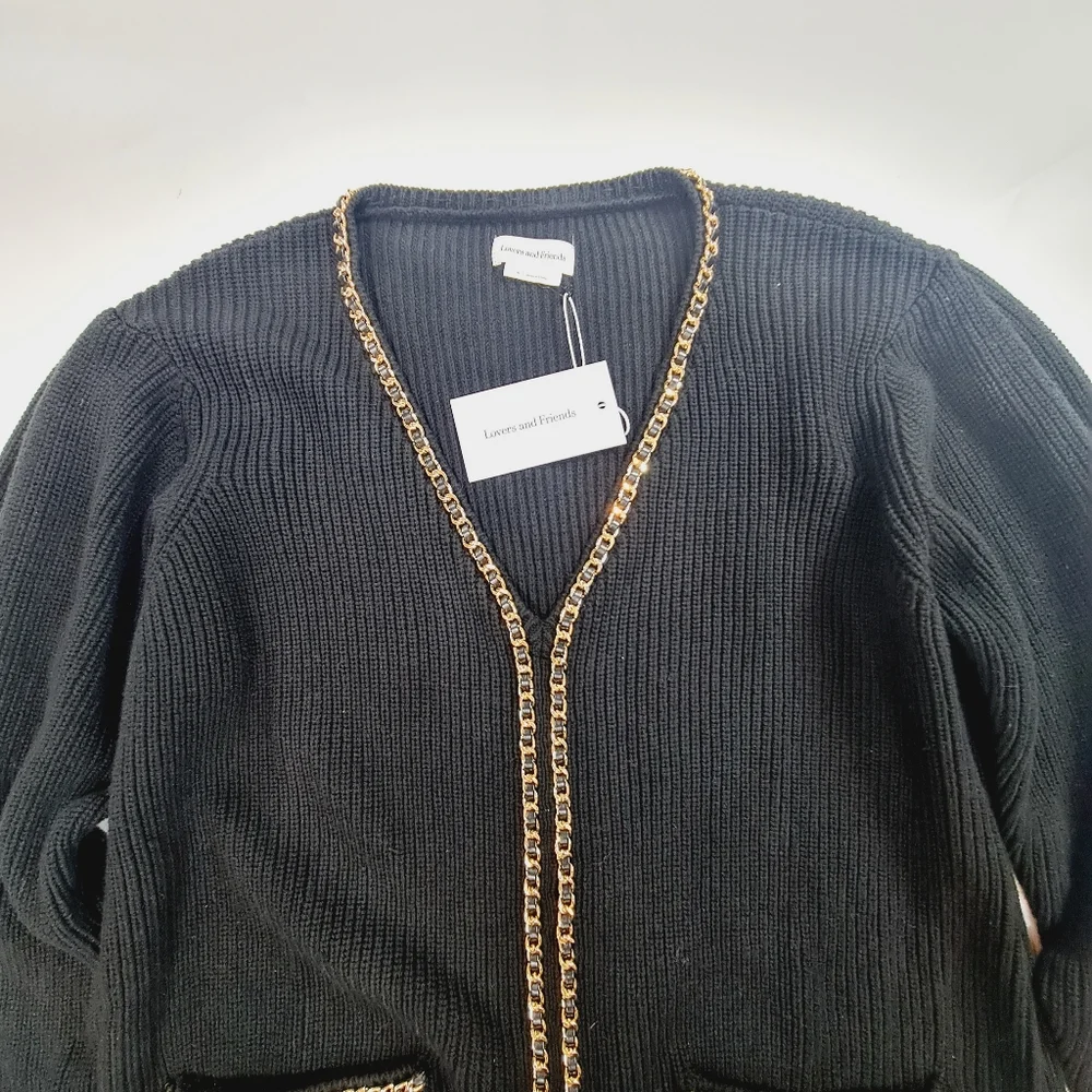 Lovers + Friends Black Cardigan with Gold Details - Picture 5 of 10